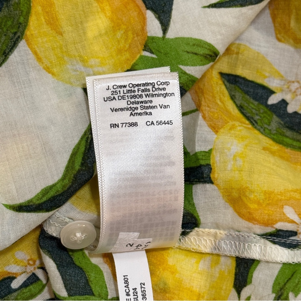 J Crew Cinch Waist Shirt Dress in Lemon Print Limoncello Voile Button-Up Dress - Picture 15 of 15